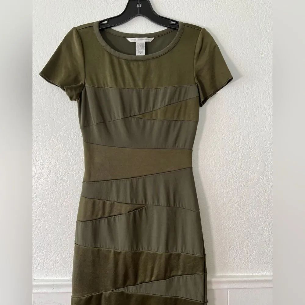 DVF Diane Von Furstenberg olive green bodycon stretch olive green dress 4